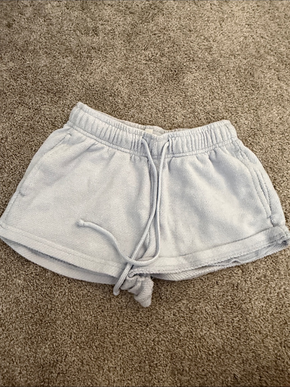 Hippie Rose Light Blue Terry Drawstring Athletic Shorts